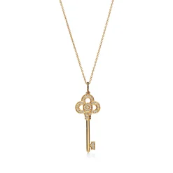 Tiffany & Co. Tiffany Keys mini crown key pendant in 18k gold with diamonds. | ^ Necklaces & Pendants|Gold Jewelry