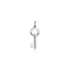 Tiffany & Co. Tiffany Keys modern keys open round key pendant in 18k white gold with diamonds. | ^ Diamond Jewelry