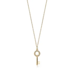 Tiffany & Co. Tiffany Keys modern keys open round key pendant in 18k gold with diamonds, mini. | ^ Gold Jewelry|Diamond Jewelry