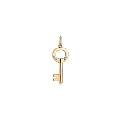 Tiffany & Co. Tiffany Keys modern keys open round key pendant in 18k gold with diamonds, mini. | ^ Gold Jewelry|Diamond Jewelry