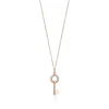 Tiffany & Co. Tiffany Keys modern keys open round key pendant in 18k rose gold with diamonds. | ^ Necklaces & Pendants|Rose Gold Jewelry