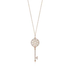 Tiffany & Co. Tiffany Keys petals key pendant in 18k rose gold with diamonds, medium. | ^ Necklaces & Pendants|Rose Gold Jewelry