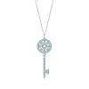 Tiffany & Co. Tiffany Keys petals key pendant with diamonds in platinum on a chain. | ^ Necklaces & Pendants|Platinum Jewelry