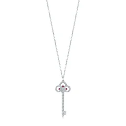 Tiffany & Co. Tiffany Keys Tiffany Fleur de Lis key pendant in platinum with gemstones, large. | ^ Necklaces & Pendants|Platinum Jewelry