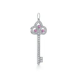 Tiffany & Co. Tiffany Keys Tiffany Fleur de Lis key pendant in platinum with gemstones. | ^ Platinum Jewelry|Diamond Jewelry