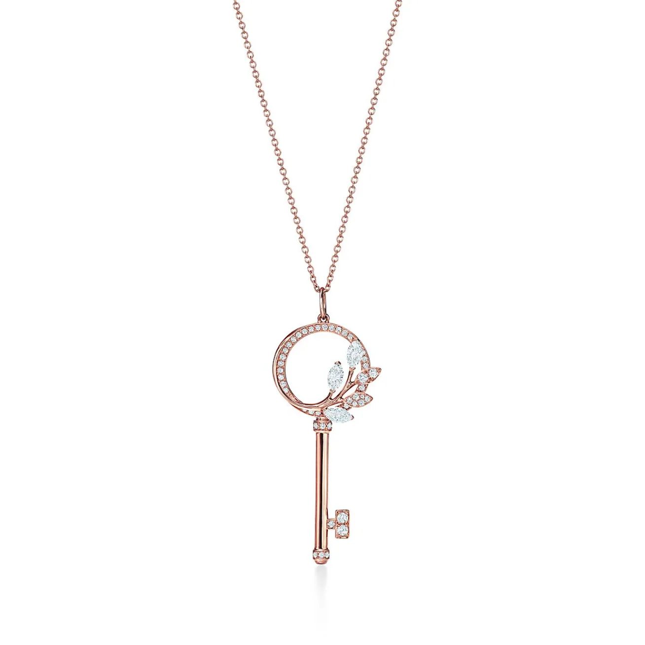Tiffany & Co. Tiffany Keys Tiffany Victoria® diamond vine circle key in 18k rose gold, medium. | ^ Necklaces & Pendants|Rose Gold Jewelry