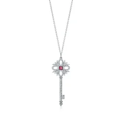 Tiffany & Co. Tiffany Keys Tiffany Victoria® key pendant in platinum with gemstones, medium. | ^ Necklaces & Pendants|Platinum Jewelry
