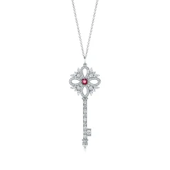 Tiffany & Co. Tiffany Keys Tiffany Victoria® key pendant in platinum with gemstones, large. | ^ Necklaces & Pendants|Platinum Jewelry