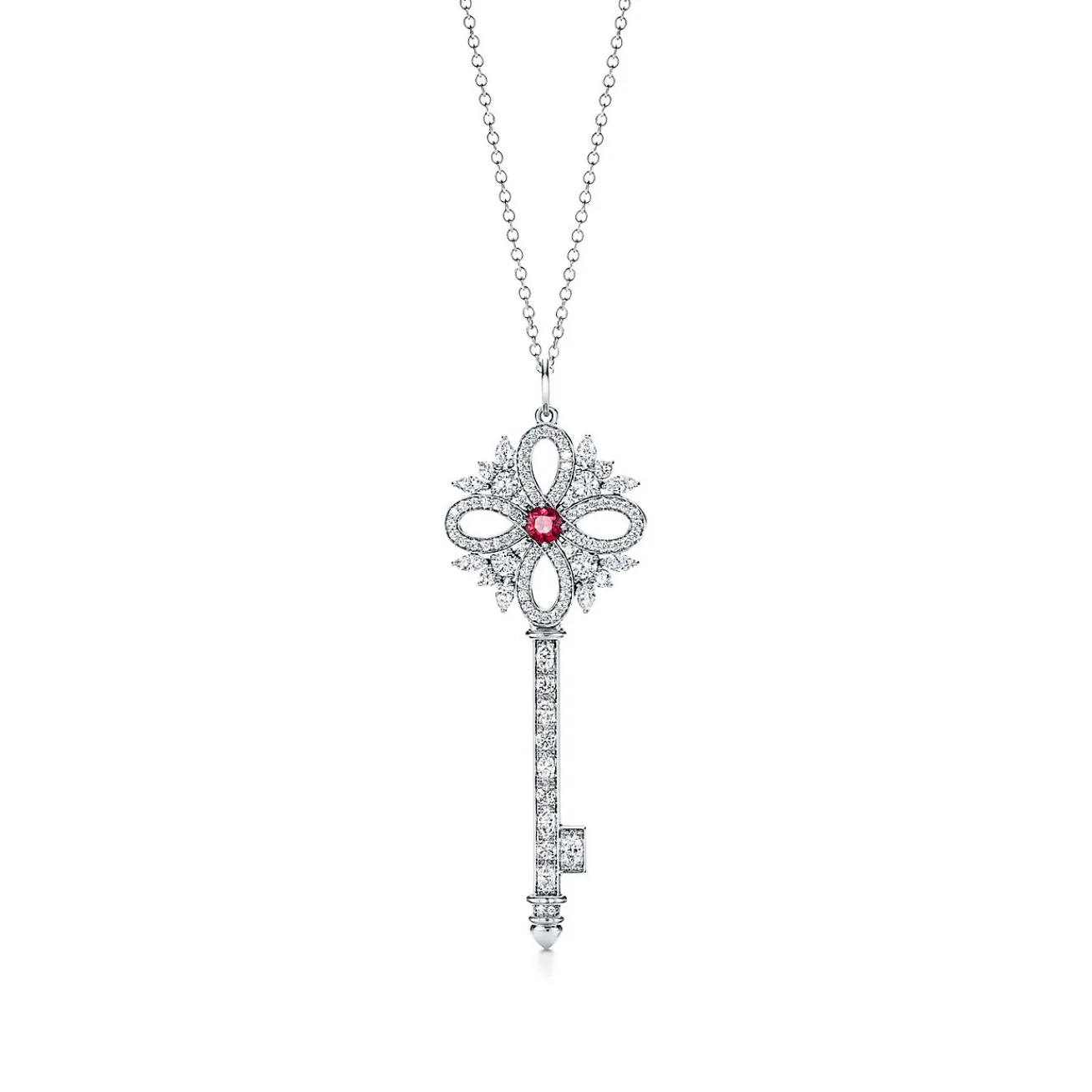 Tiffany & Co. Tiffany Keys Tiffany Victoria® key pendant in platinum with gemstones, large. | ^ Necklaces & Pendants|Platinum Jewelry