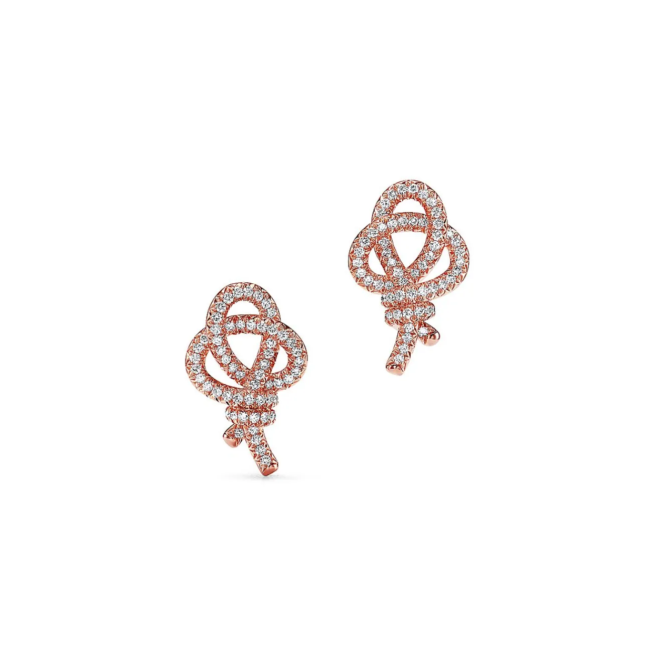 Tiffany & Co. Tiffany Keys Woven Keys Earrings in Rose Gold with Diamonds | ^ Earrings|New Jewelry