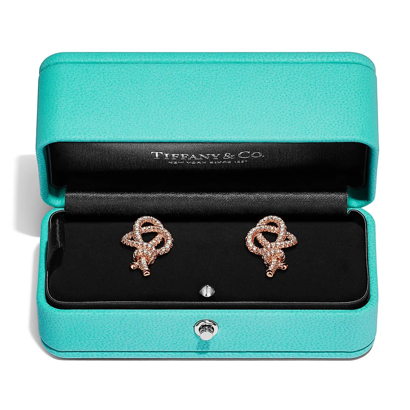 Tiffany & Co. Tiffany Keys Woven Keys Earrings in Rose Gold with Diamonds | ^ Earrings|New Jewelry