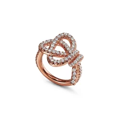 Tiffany & Co. Tiffany Keys Woven Keys Ring in Rose Gold with Diamonds | ^ Rings|New Jewelry