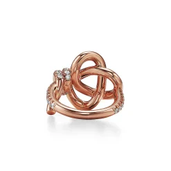 Tiffany & Co. Tiffany Keys Woven Keys Ring in Rose Gold with Diamonds | ^ Rings|New Jewelry