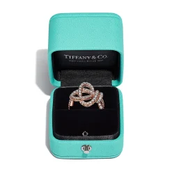 Tiffany & Co. Tiffany Keys Woven Keys Ring in Rose Gold with Diamonds | ^ Rings|New Jewelry