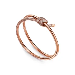 Tiffany & Co. Tiffany Knot Double Row Hinged Bangle in Rose Gold with Diamonds | ^ Bracelets|Rose Gold Jewelry