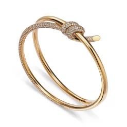 Tiffany & Co. Tiffany Knot Double Row Hinged Bangle in Yellow Gold with Diamonds | ^ Bracelets|Gold Jewelry