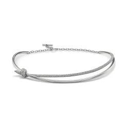 Tiffany & Co. Tiffany Knot Double Row Necklace in White Gold with Diamonds | ^ Necklaces & Pendants|Diamond Jewelry