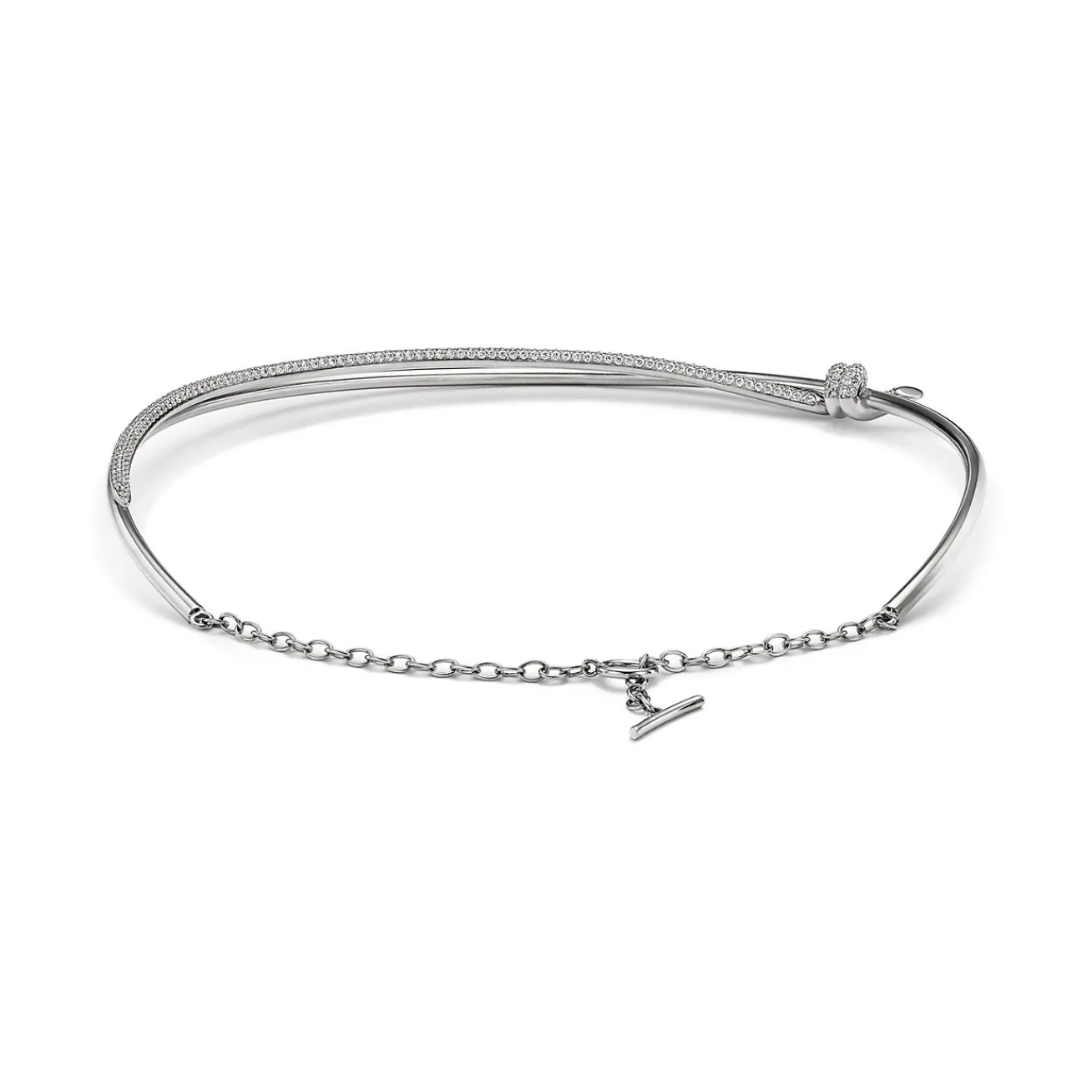 Tiffany & Co. Tiffany Knot Double Row Necklace in White Gold with Diamonds | ^ Necklaces & Pendants|Diamond Jewelry