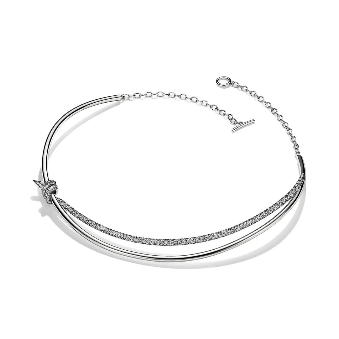 Tiffany & Co. Tiffany Knot Double Row Necklace in White Gold with Diamonds | ^ Necklaces & Pendants|Diamond Jewelry