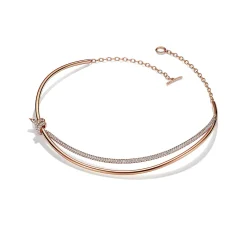 Tiffany & Co. Tiffany Knot Double Row Necklace in Rose Gold with Diamonds | ^ Necklaces & Pendants|Rose Gold Jewelry