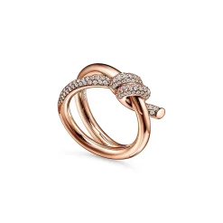 Tiffany & Co. Tiffany Knot Double Row Ring in Rose Gold with Diamonds | ^ Rings|Rose Gold Jewelry