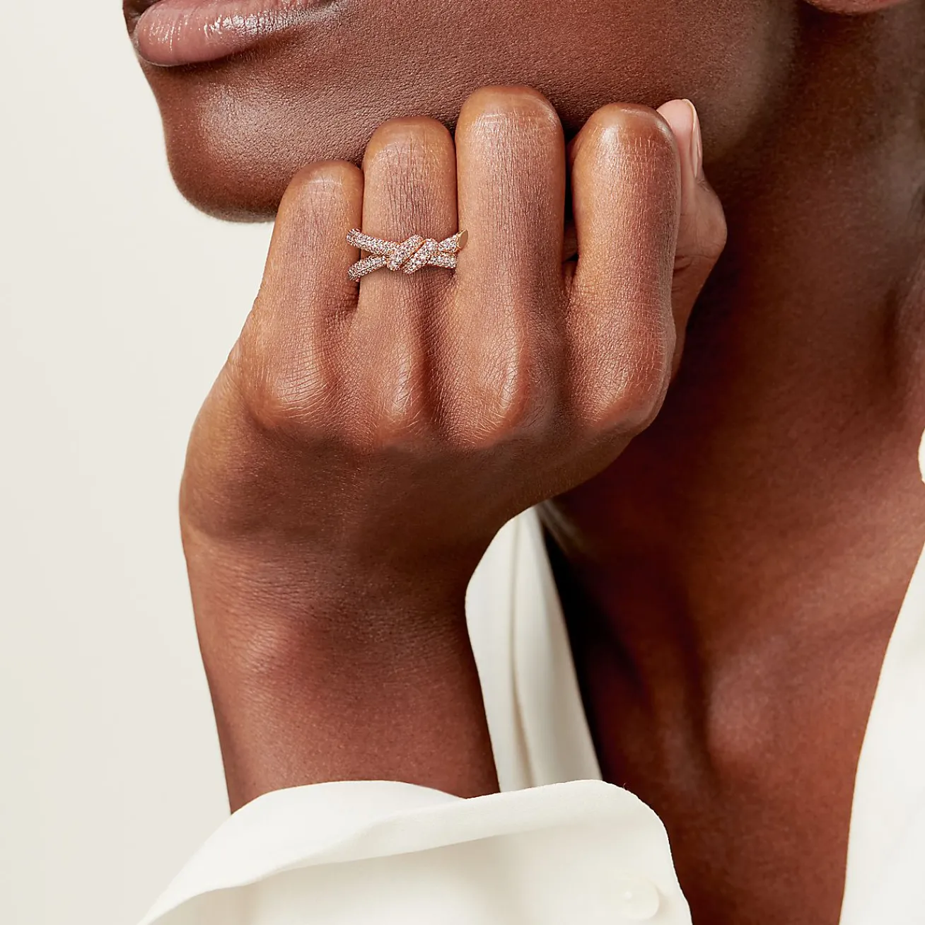 Tiffany & Co. Tiffany Knot Double Row Ring in Rose Gold with Diamonds | ^ Rings|Rose Gold Jewelry