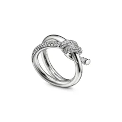 Tiffany & Co. Tiffany Knot Double Row Ring in White Gold with Diamonds | ^ Rings|Men's Jewelry