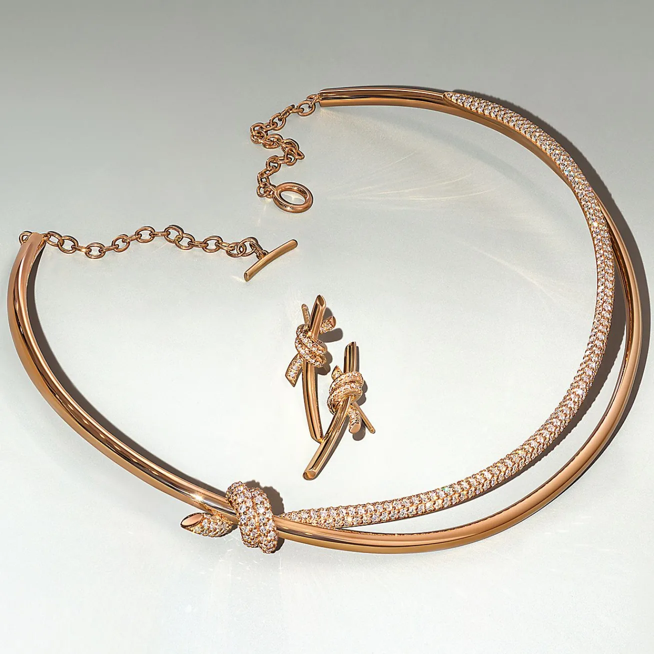 Tiffany & Co. Tiffany Knot Earrings in Rose Gold with Diamonds | ^ Earrings|Gifts for Her
