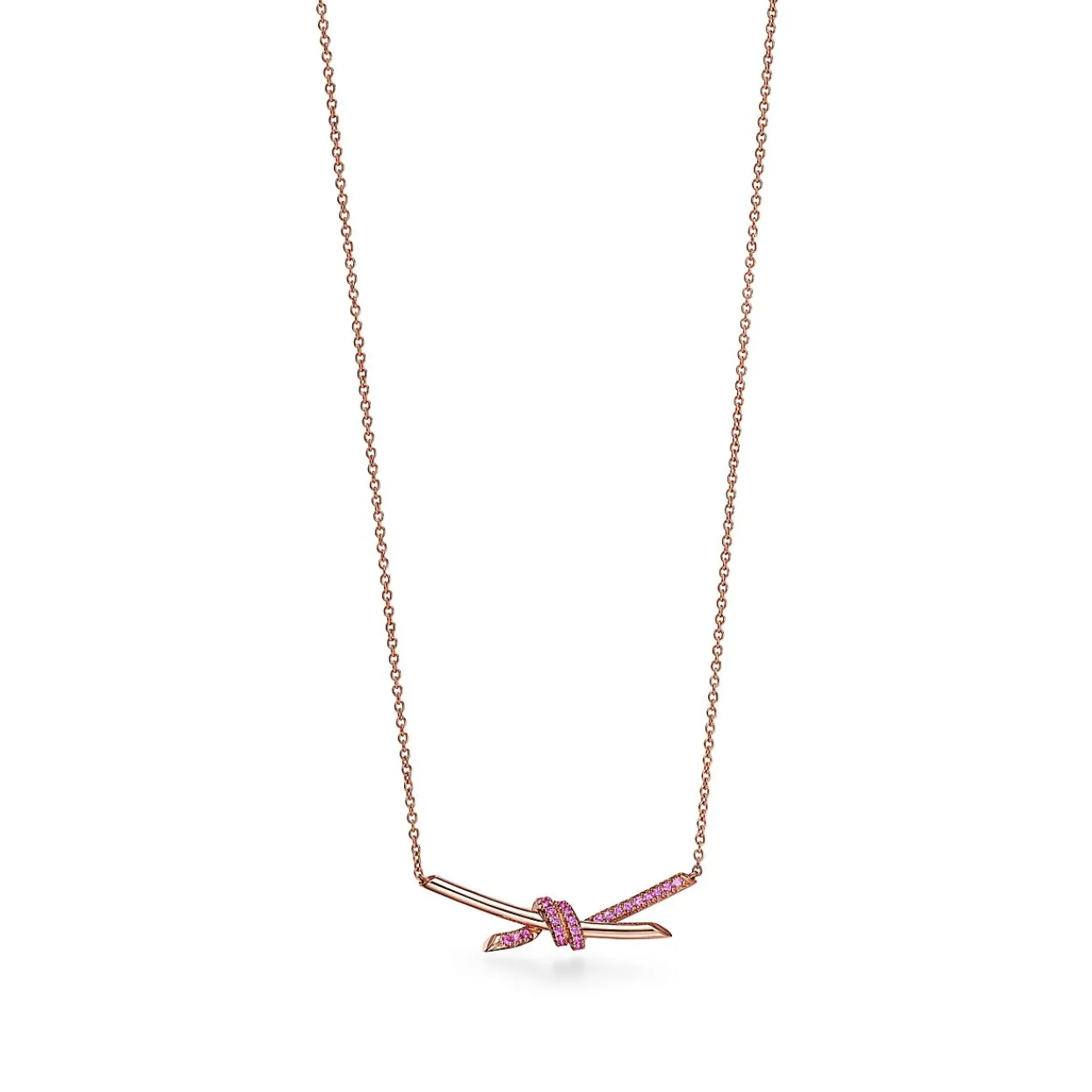 Tiffany & Co. Tiffany Knot Pendant in Rose Gold with Pink Sapphires | ^ Necklaces & Pendants|Gifts for Her