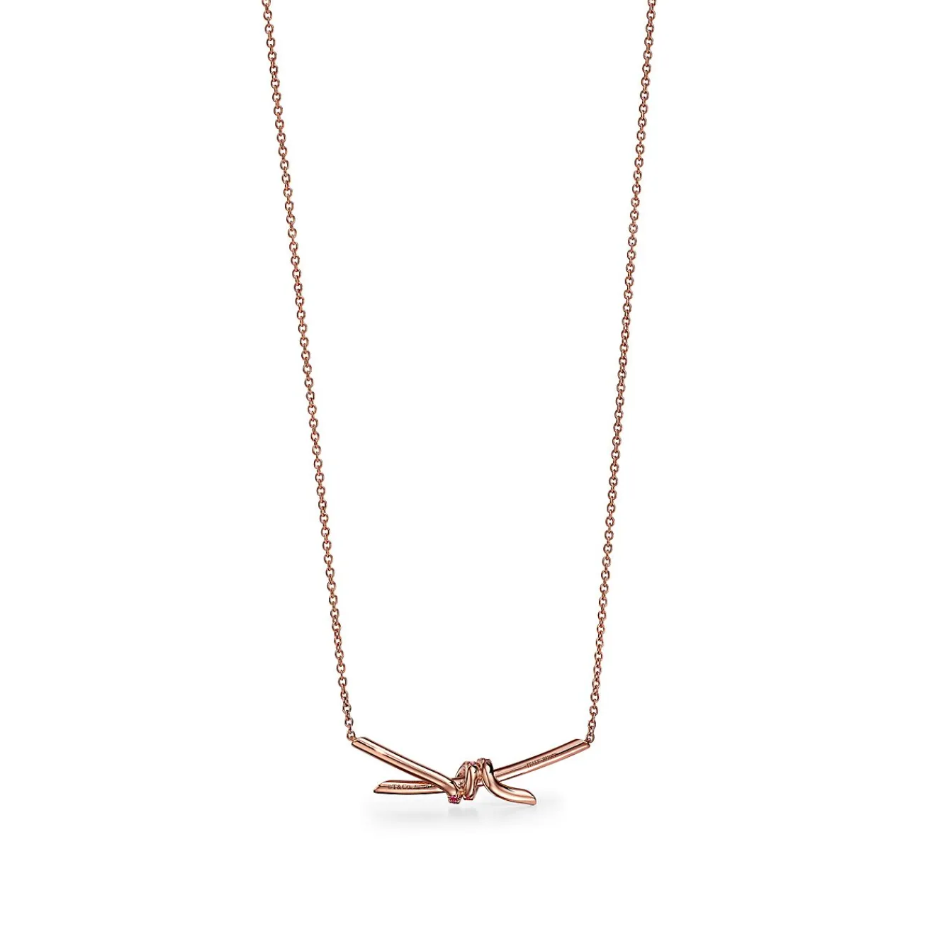 Tiffany & Co. Tiffany Knot Pendant in Rose Gold with Pink Sapphires | ^ Necklaces & Pendants|Gifts for Her