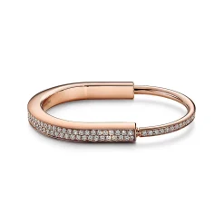 Tiffany & Co. Tiffany Lock Bangle in Rose Gold with Full Pavé Diamonds | ^ Bracelets|Men's Jewelry