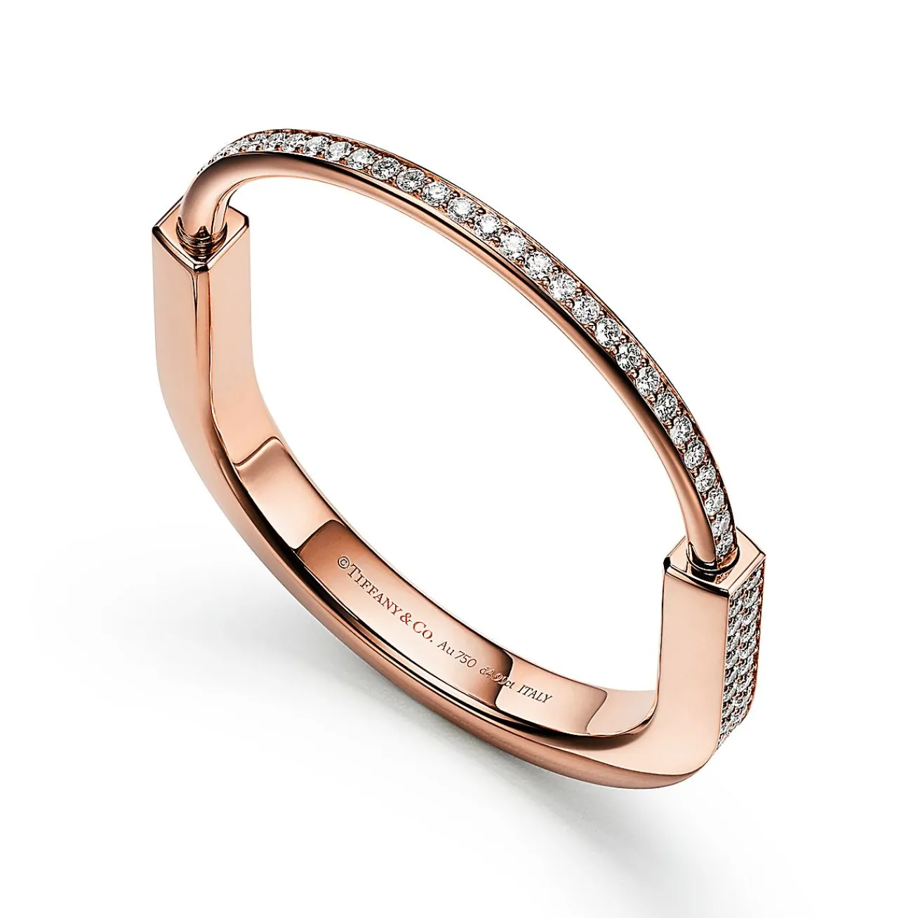 Tiffany & Co. Tiffany Lock Bangle in Rose Gold with Full Pavé Diamonds | ^ Bracelets|Men's Jewelry