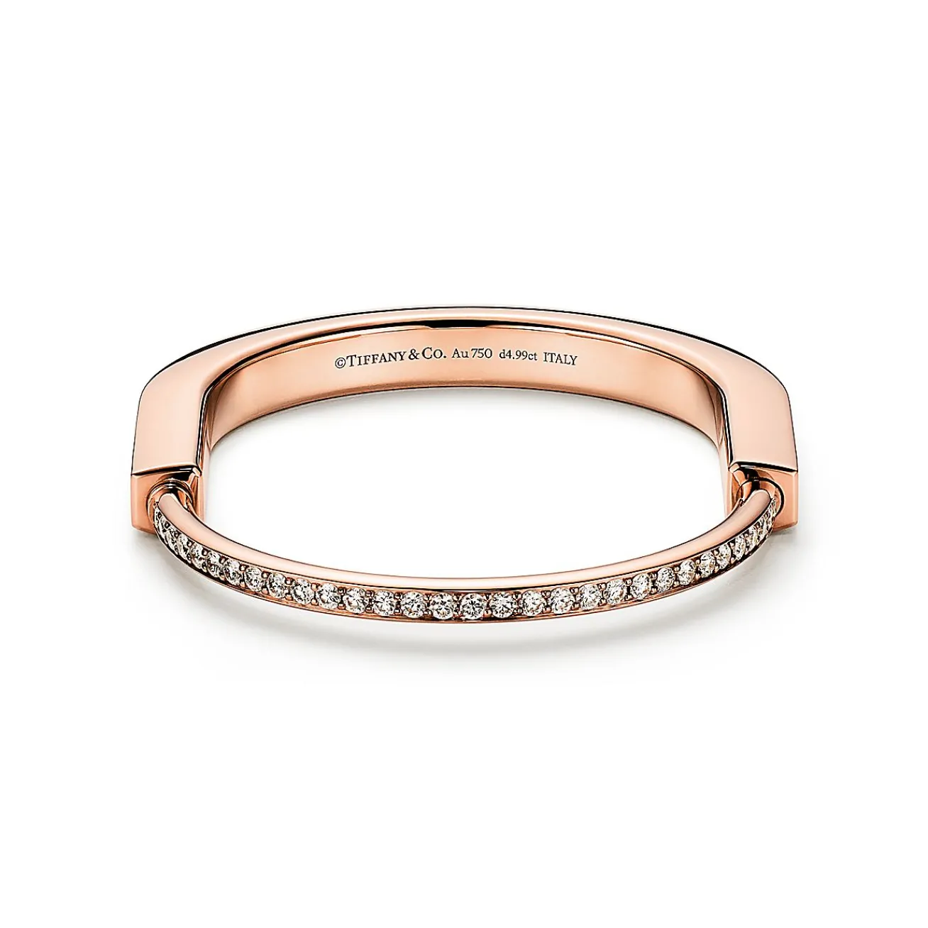 Tiffany & Co. Tiffany Lock Bangle in Rose Gold with Full Pavé Diamonds | ^ Bracelets|Men's Jewelry