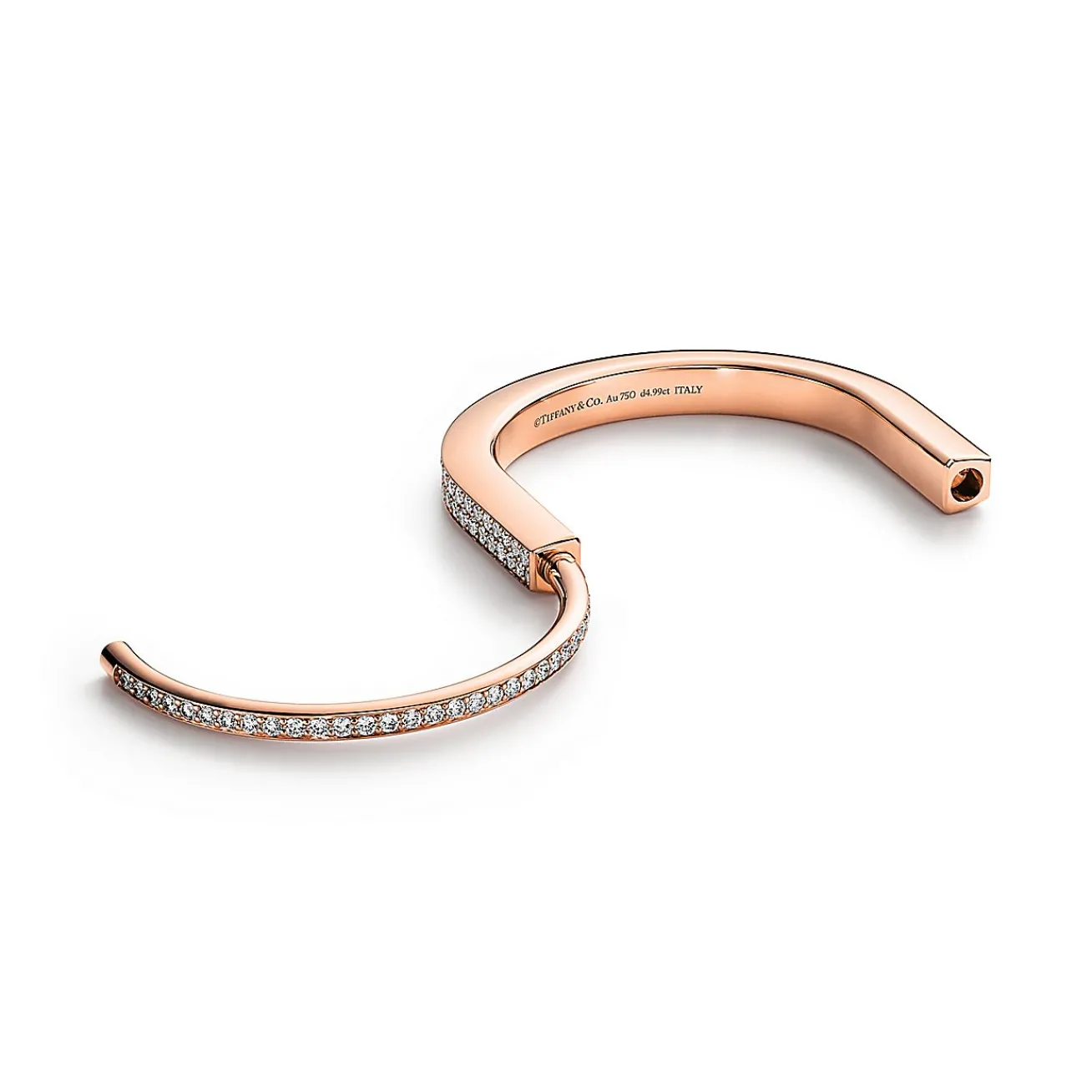 Tiffany & Co. Tiffany Lock Bangle in Rose Gold with Full Pavé Diamonds | ^ Bracelets|Men's Jewelry