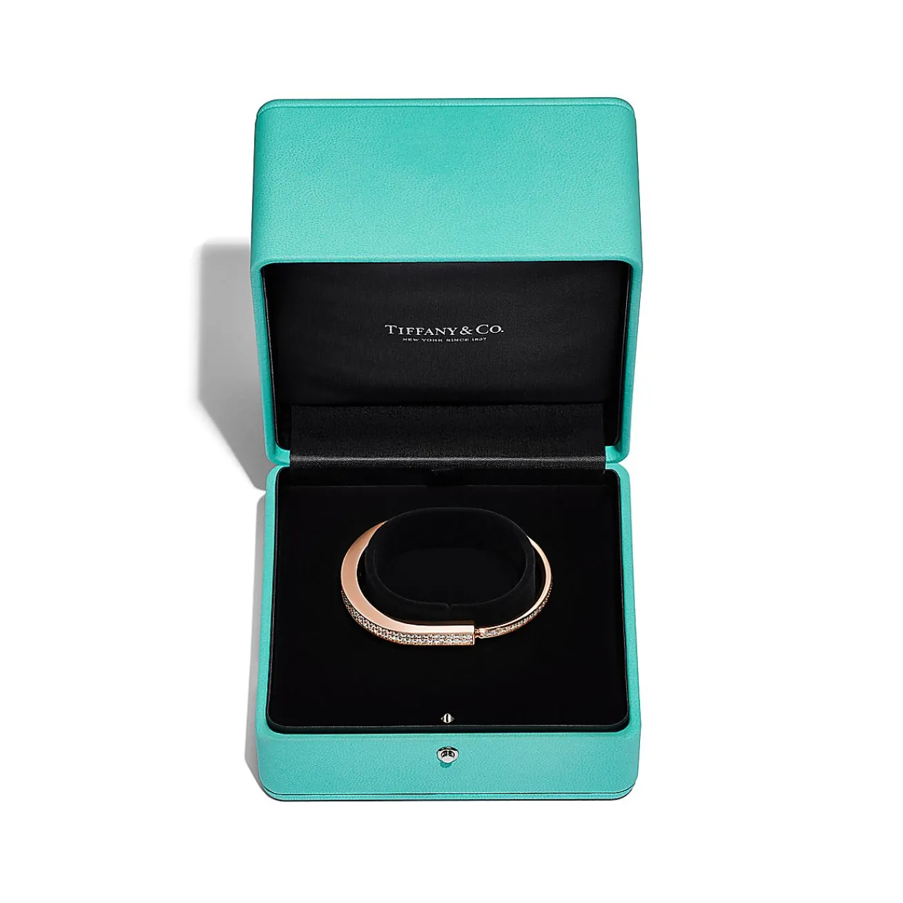 Tiffany & Co. Tiffany Lock Bangle in Rose Gold with Full Pavé Diamonds | ^ Bracelets|Men's Jewelry