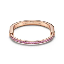 Tiffany & Co. Tiffany Lock Bangle in Rose Gold with Pink Sapphires | ^ Bracelets|New Jewelry