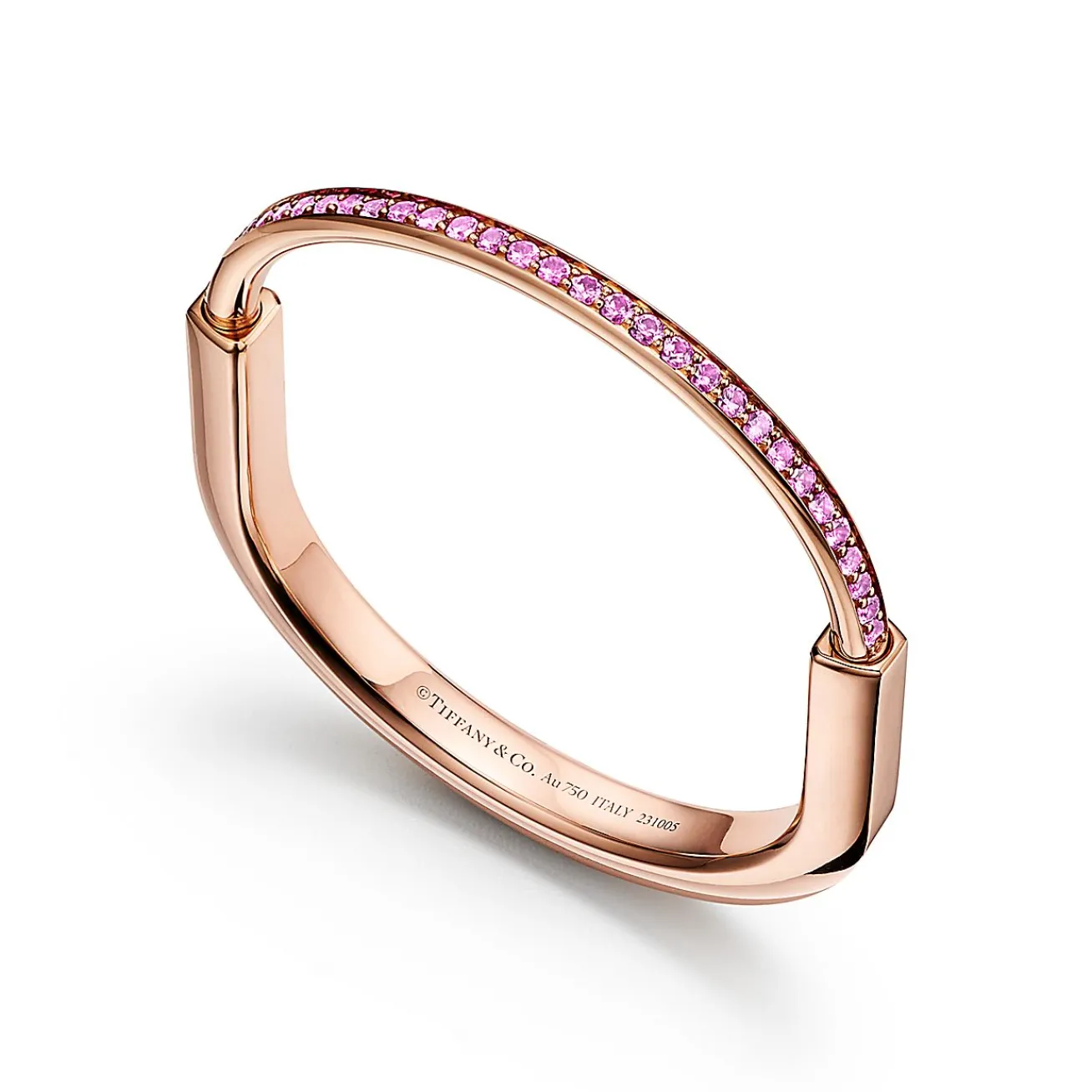 Tiffany & Co. Tiffany Lock Bangle in Rose Gold with Pink Sapphires | ^ Bracelets|New Jewelry