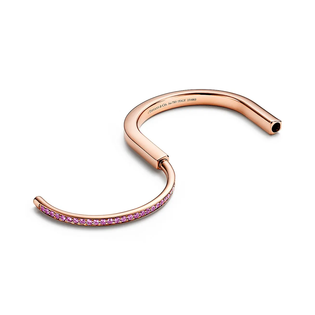 Tiffany & Co. Tiffany Lock Bangle in Rose Gold with Pink Sapphires | ^ Bracelets|New Jewelry