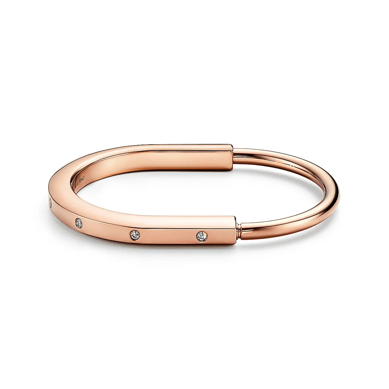 Tiffany & Co. Tiffany Lock Bangle in Rose Gold with Diamond Accents | ^ Bracelets|Men's Jewelry