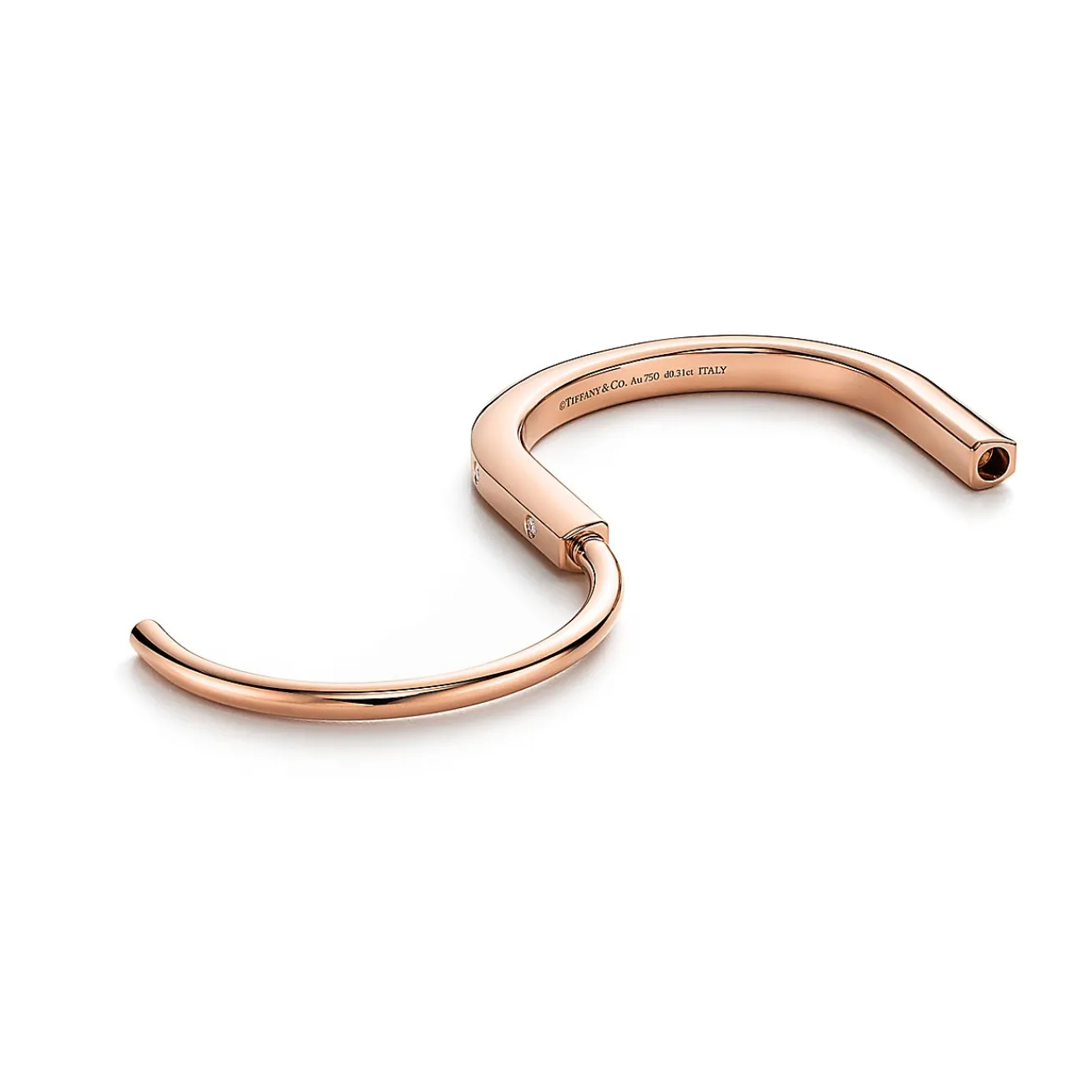 Tiffany & Co. Tiffany Lock Bangle in Rose Gold with Diamond Accents | ^ Bracelets|Men's Jewelry
