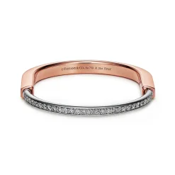 Tiffany & Co. Tiffany Lock Bangle in Rose and White Gold with Half Pavé Diamonds | ^ Bracelets|Men's Jewelry