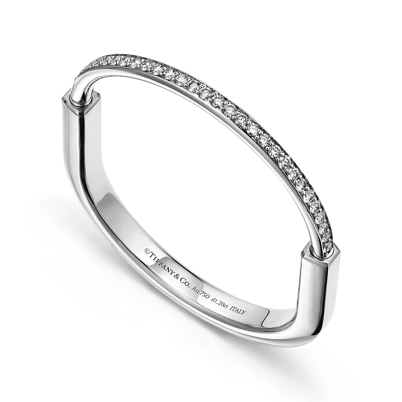 Tiffany & Co. Tiffany Lock Bangle in White Gold with Half Pavé Diamonds | ^ Bracelets|Men's Jewelry