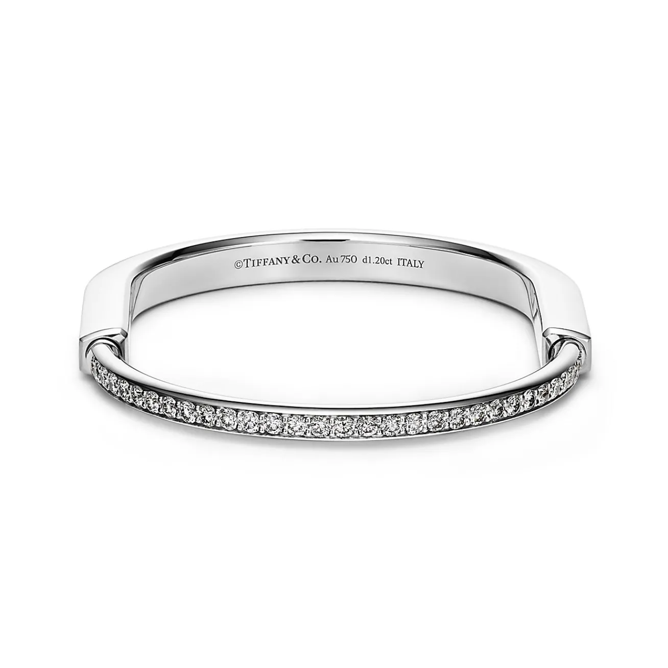 Tiffany & Co. Tiffany Lock Bangle in White Gold with Half Pavé Diamonds | ^ Bracelets|Men's Jewelry