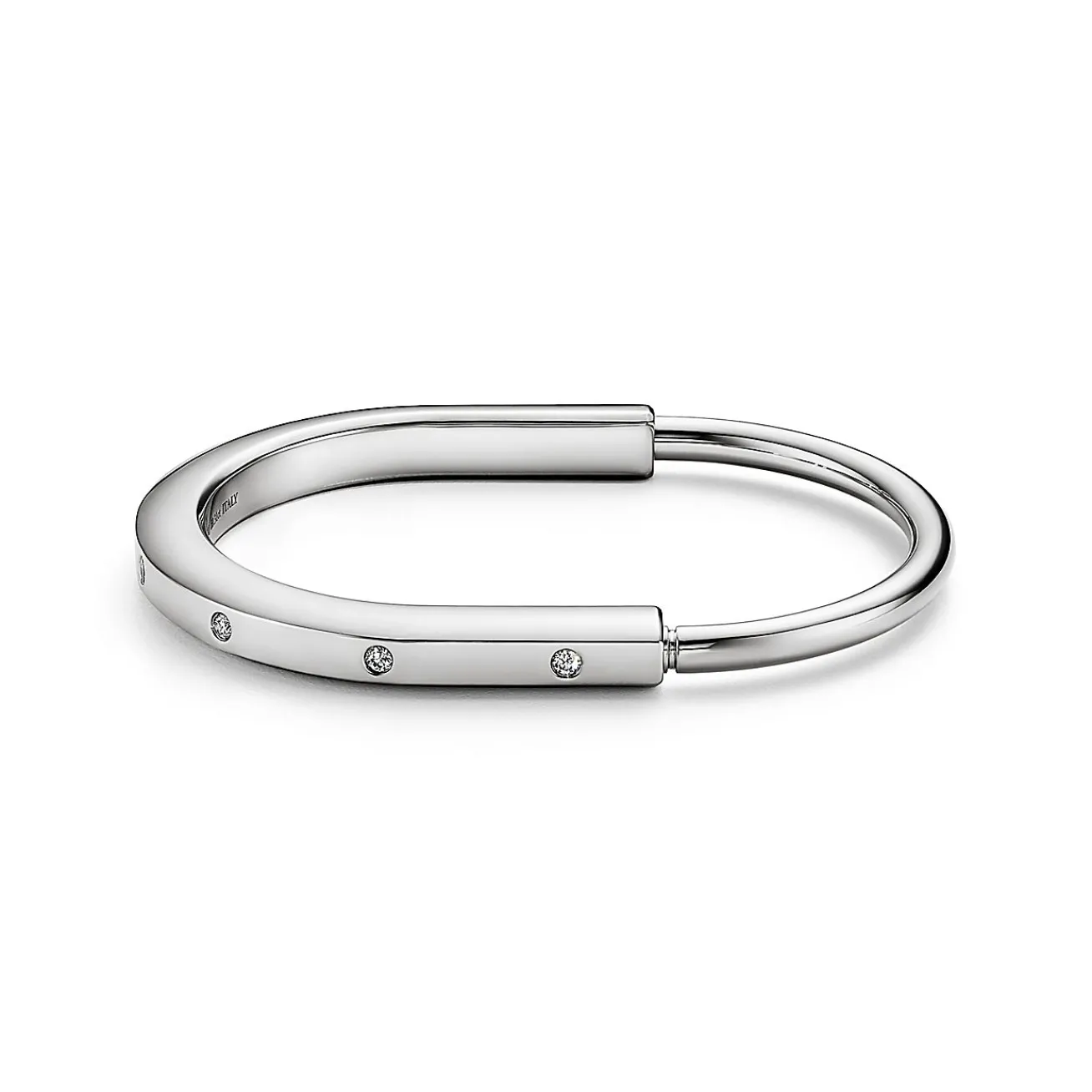 Tiffany & Co. Tiffany Lock Bangle in White Gold with Diamond Accents | ^ Bracelets|Men's Jewelry