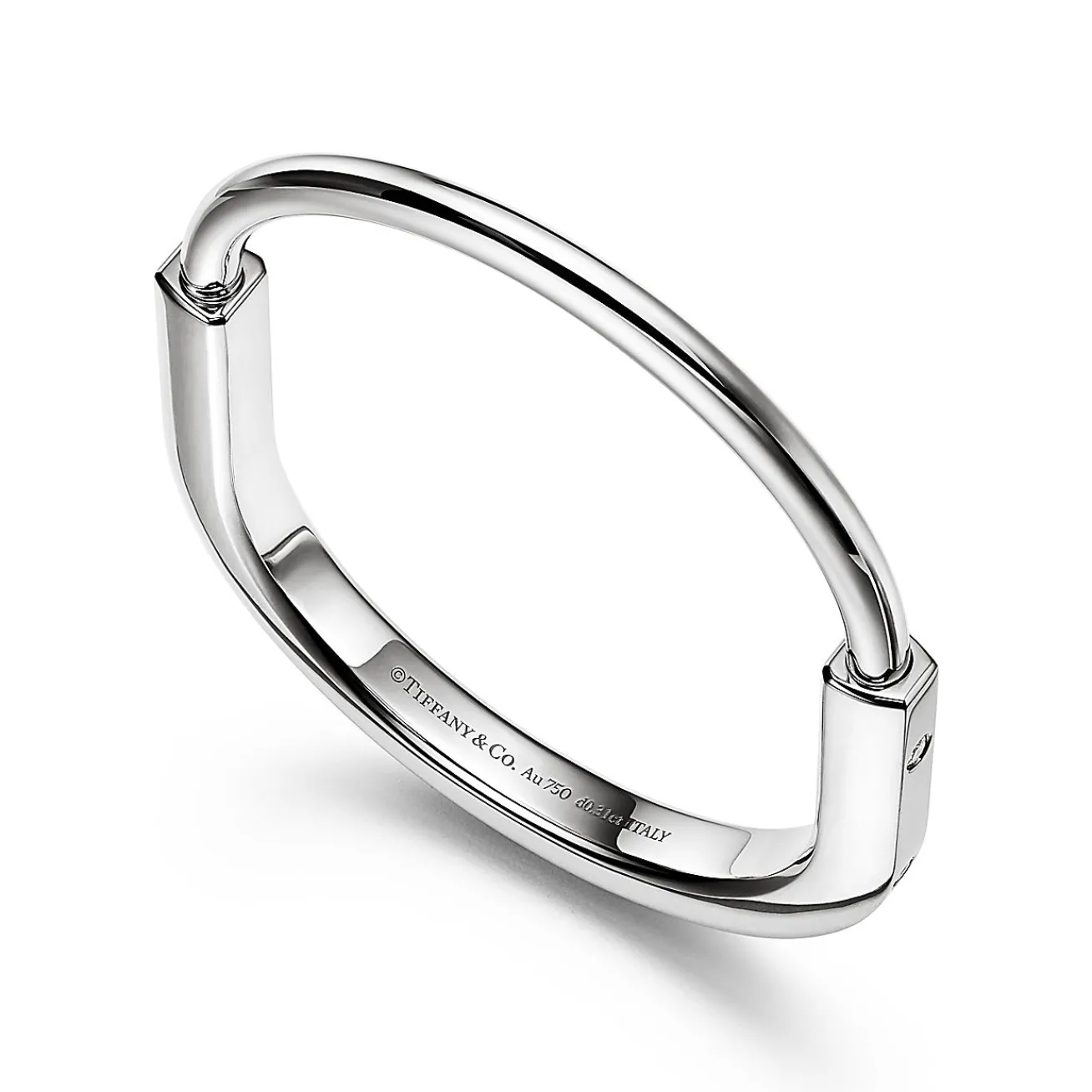 Tiffany & Co. Tiffany Lock Bangle in White Gold with Diamond Accents | ^ Bracelets|Men's Jewelry