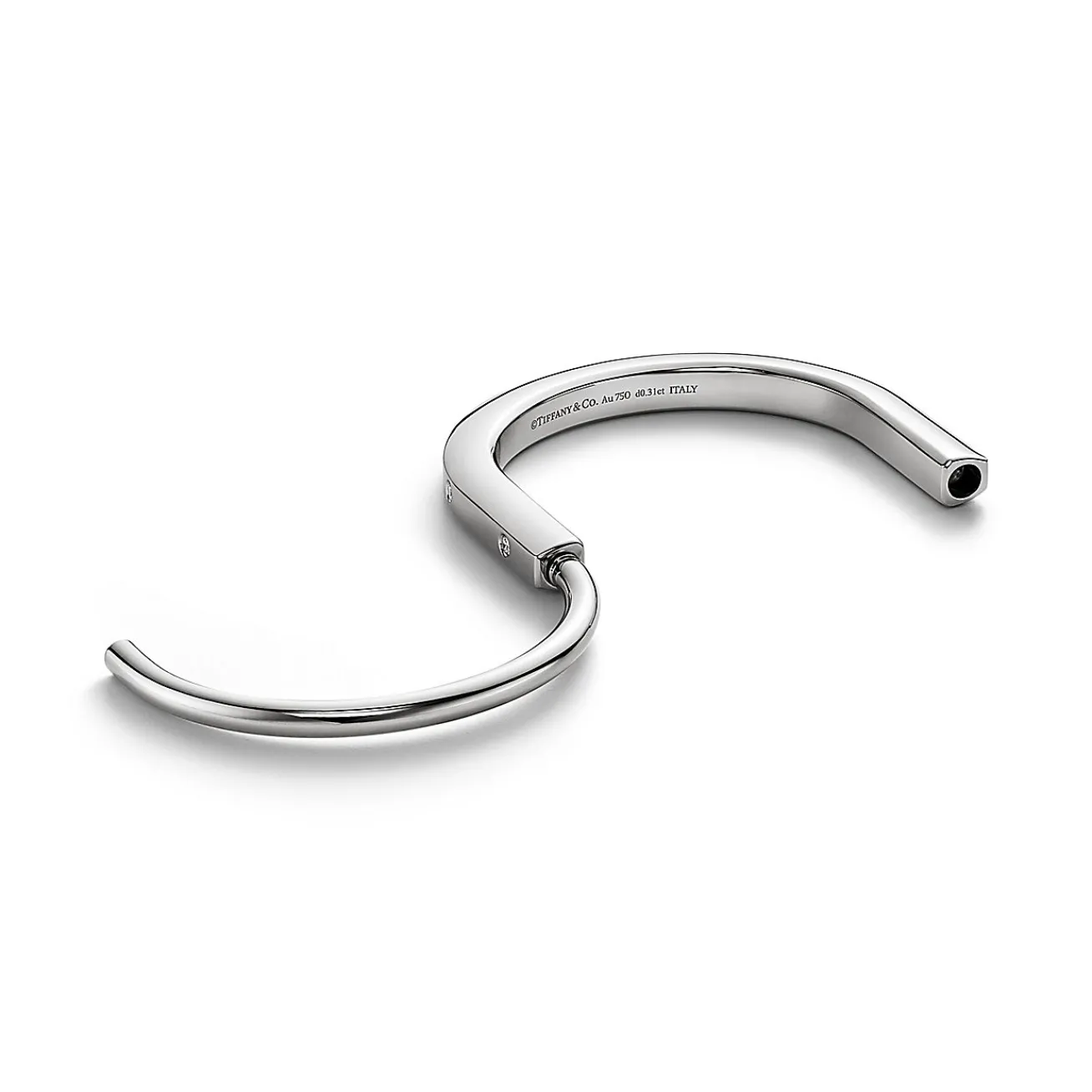 Tiffany & Co. Tiffany Lock Bangle in White Gold with Diamond Accents | ^ Bracelets|Men's Jewelry