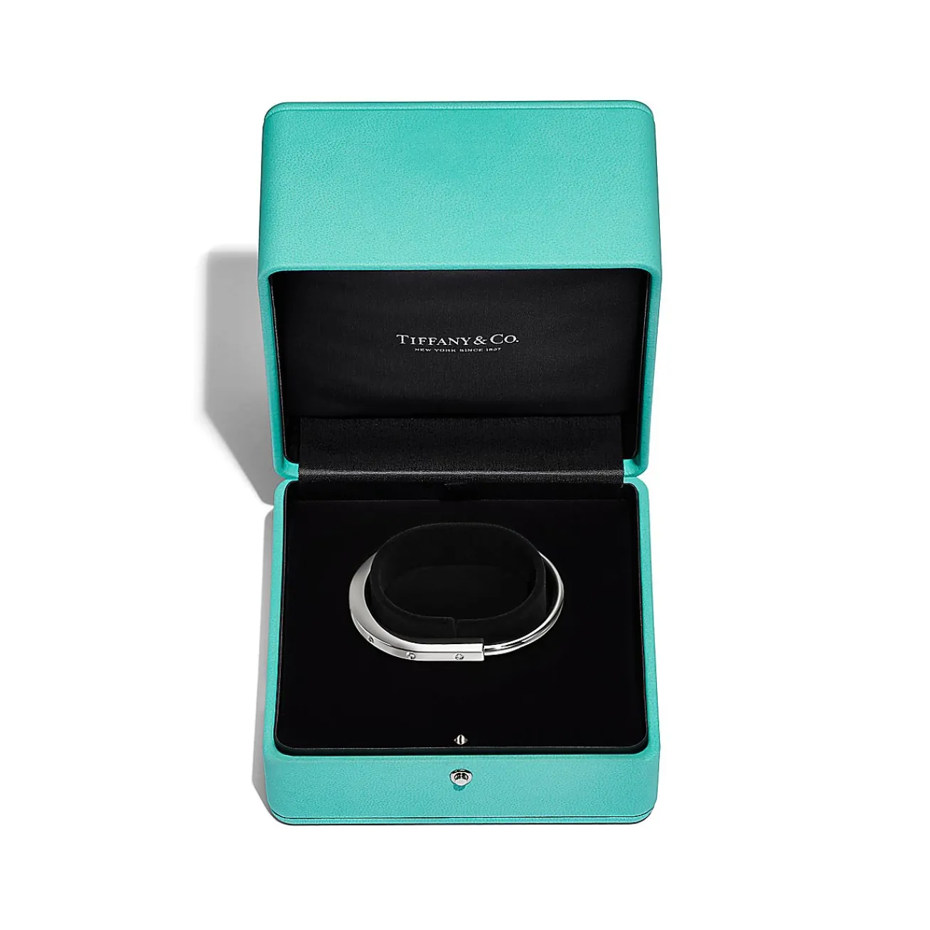 Tiffany & Co. Tiffany Lock Bangle in White Gold with Diamond Accents | ^ Bracelets|Men's Jewelry