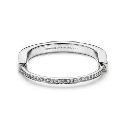 Tiffany & Co. Tiffany Lock Bangle in White Gold with Full Pavé Diamonds | ^ Bracelets|Men's Jewelry