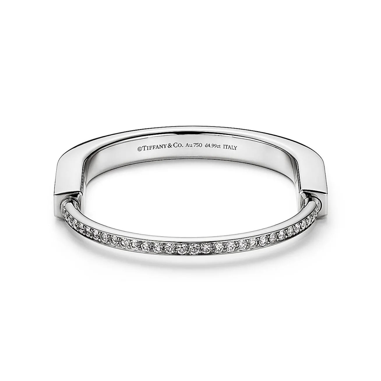 Tiffany & Co. Tiffany Lock Bangle in White Gold with Full Pavé Diamonds | ^ Bracelets|Men's Jewelry