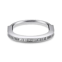 Tiffany & Co. Tiffany Lock Bangle in White Gold with Baguette and Pavé Diamonds | ^ Bracelets|Diamond Jewelry